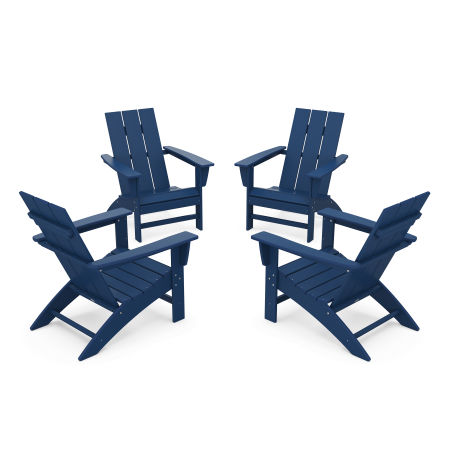 4-Piece Modern Adirondack Chair Conversation Set in Navy