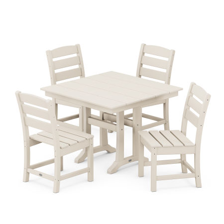 Lakeside 5-Piece Farmhouse Trestle Side Chair Dining Set in Sand