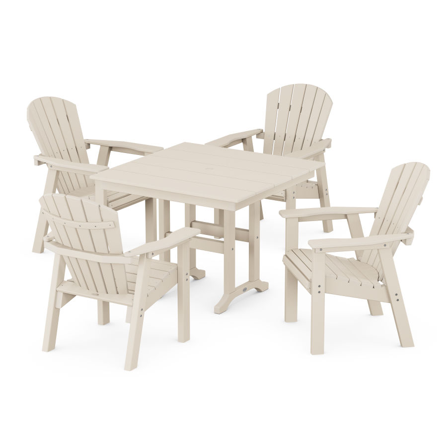 POLYWOOD Seashell Side Chair 5-Piece Farmhouse Dining Set in Sand