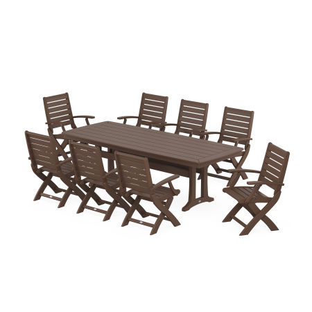 Signature Folding 9-Piece Dining Set with Trestle Legs in Mahogany