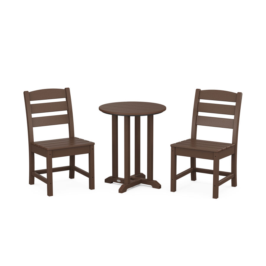 POLYWOOD Lakeside Side Chair 3-Piece Round Dining Set in Mahogany