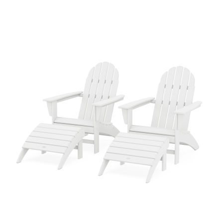 Vineyard Adirondack Chair 4-Piece Set with Ottomans in White
