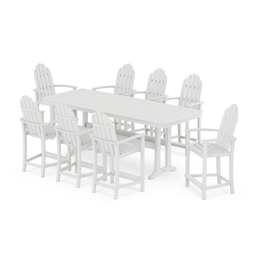 POLYWOOD Classic Adirondack 9-Piece Counter Set with Trestle Legs in White
