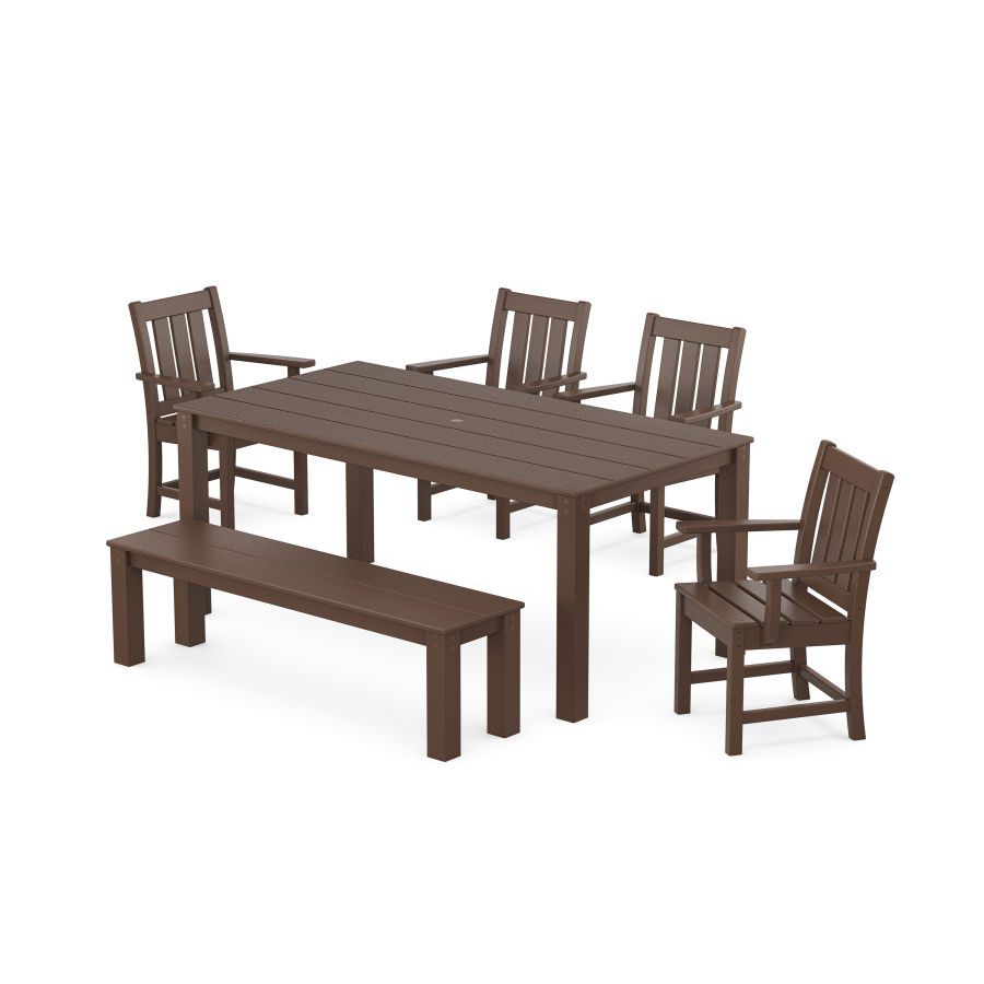 POLYWOOD Oxford 6-Piece Parsons Dining Set with Bench in Mahogany
