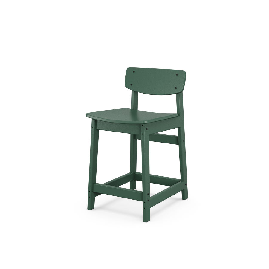 POLYWOOD Modern Studio Urban Lowback Counter Chair in Green