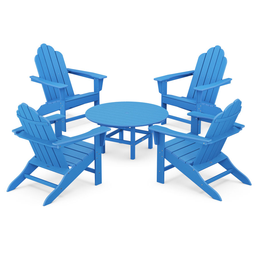 POLYWOOD Long Island Adirondack 5-Piece Conversation Group in Pacific Blue
