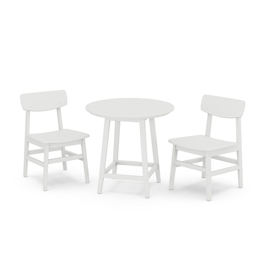 POLYWOOD Modern Studio Urban Chair 3-Piece Round Bistro Dining Set in White