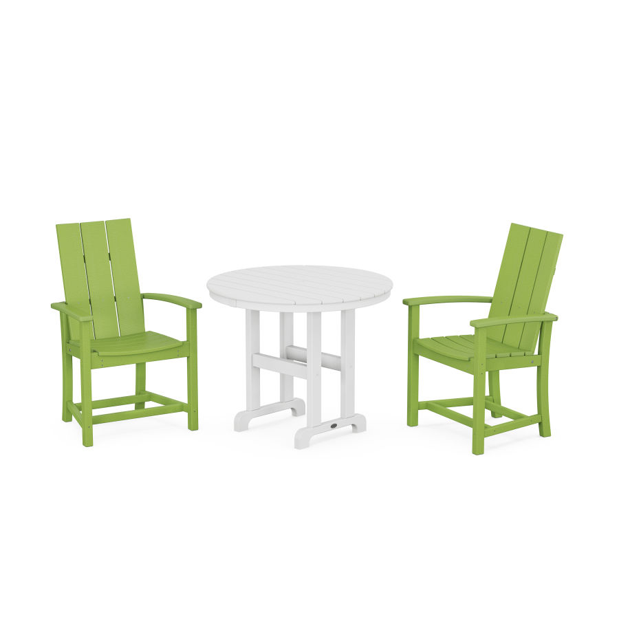 POLYWOOD Modern Adirondack 3-Piece Round Dining Set in Lime