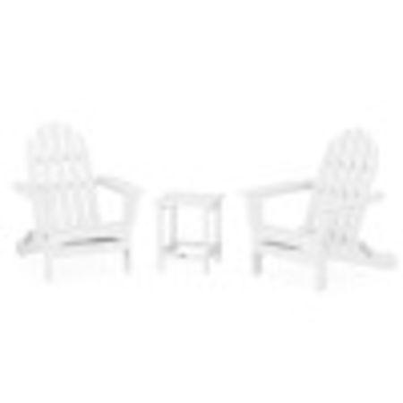Classic Folding Adirondack 3-Piece Set with Long Island 18" Side Table in White
