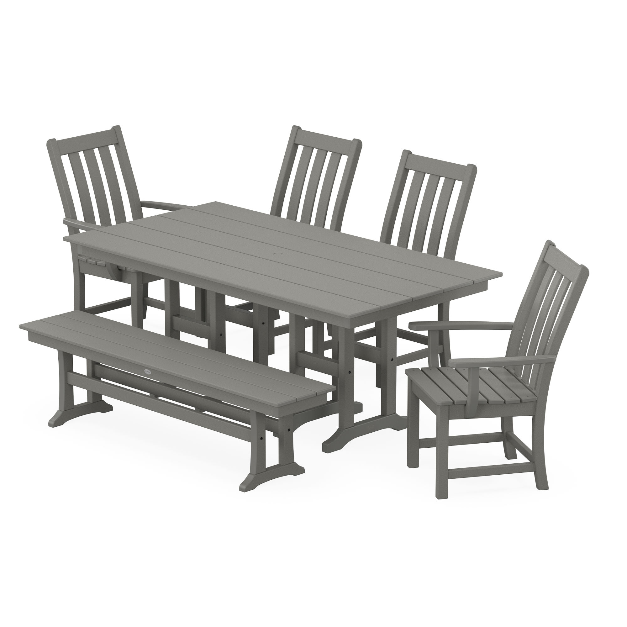POLYWOOD® Vineyard 6Piece Farmhouse Dining Set with Bench PWS11971