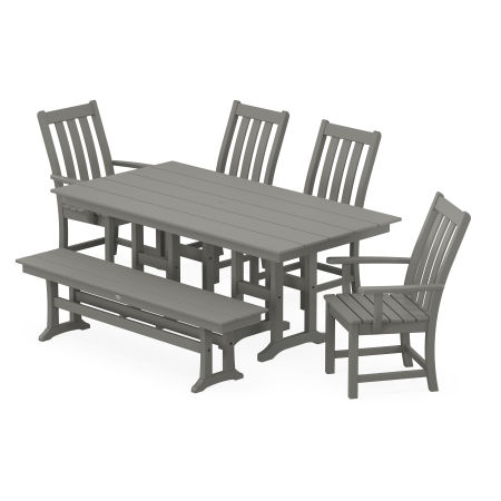 POLYWOOD Vineyard 6-Piece Farmhouse Dining Set with Bench