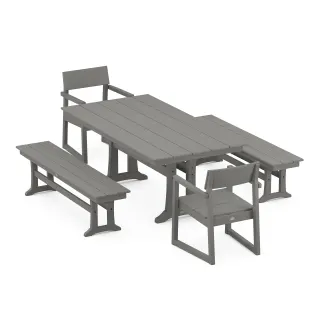 POLYWOOD EDGE 5-Piece Farmhouse Dining Set With Trestle Legs