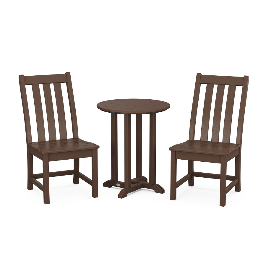 POLYWOOD Vineyard Side Chair 3-Piece Round Dining Set in Mahogany