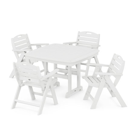 Nautical Lowback 5-Piece Dining Set with Trestle Legs in White