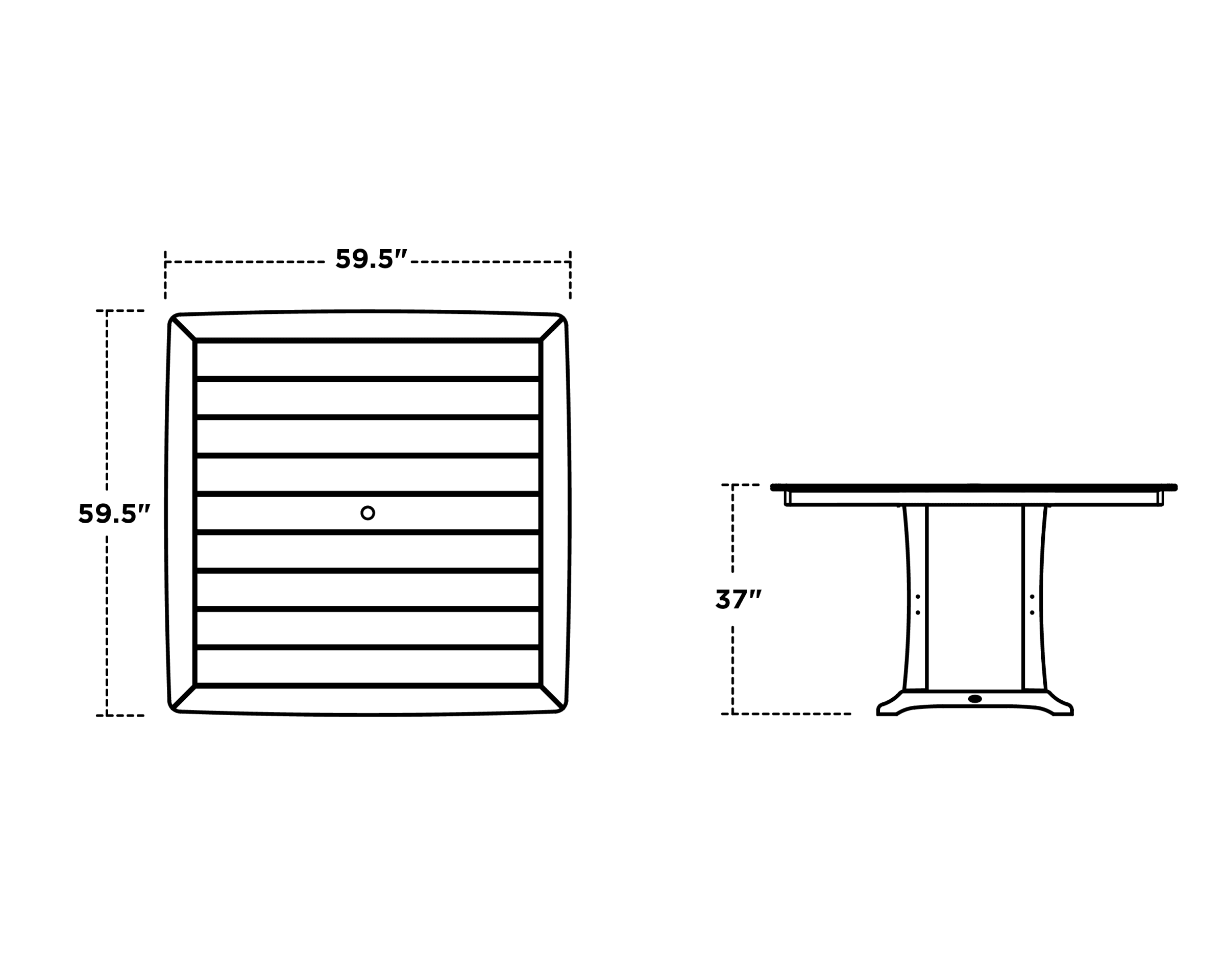 Dimensions for Nautical Trestle 59" Counter Table