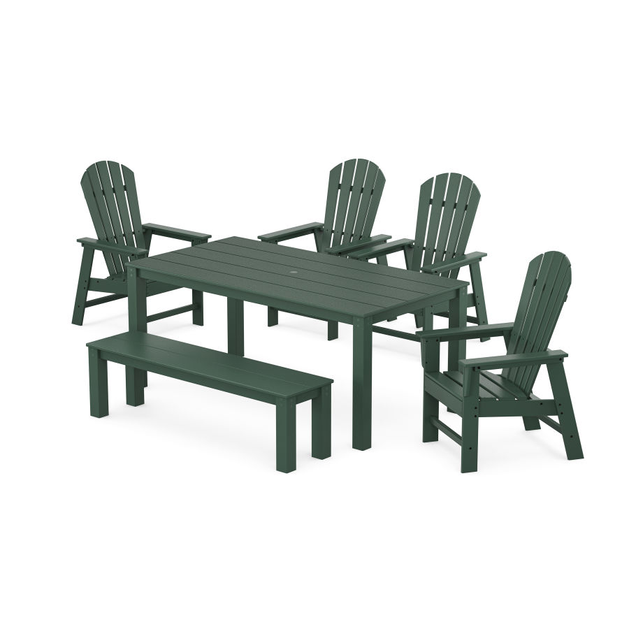 POLYWOOD South Beach 6-Piece Parsons Dining Set with Bench in Green