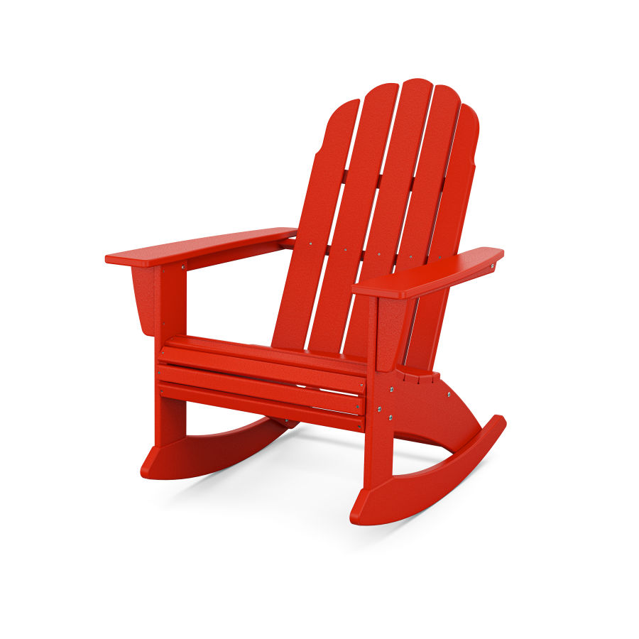 POLYWOOD Vineyard Curveback Adirondack Rocking Chair in Sunset Red