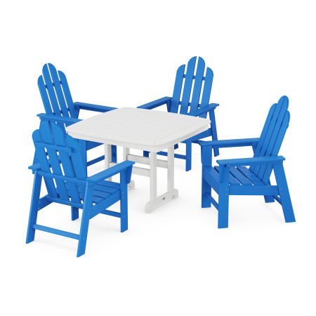 Long Island 5-Piece Dining Set with Trestle Legs in Pacific Blue / White