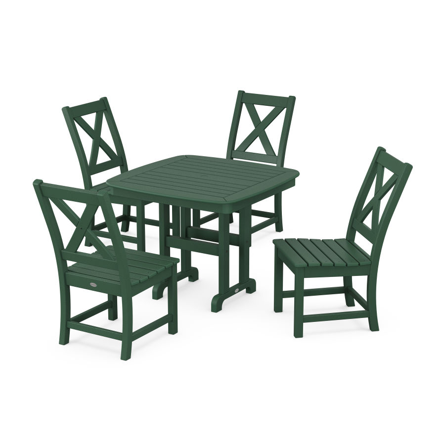 POLYWOOD Braxton Side Chair 5-Piece Dining Set in Green