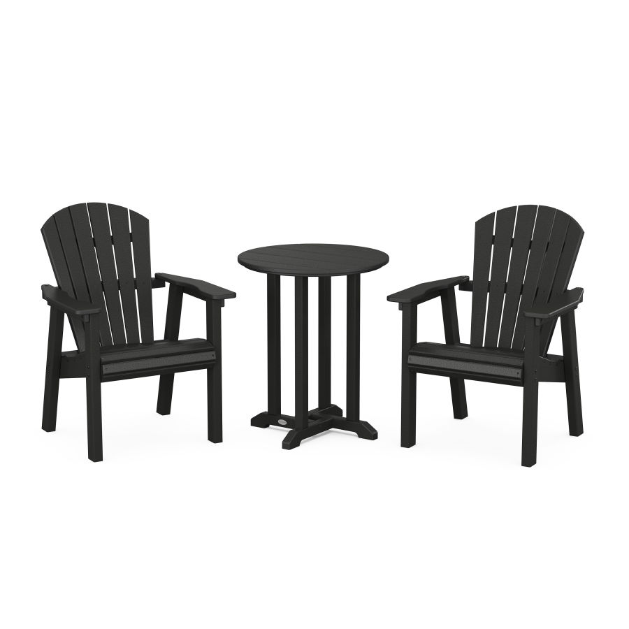 POLYWOOD Seashell 3-Piece Round Dining Set in Black