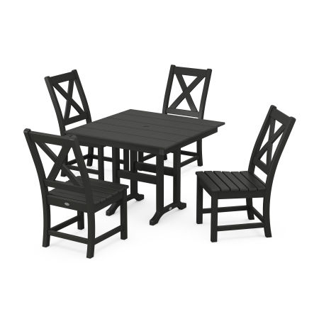 Braxton Side Chair 5-Piece Farmhouse Dining Set in Black