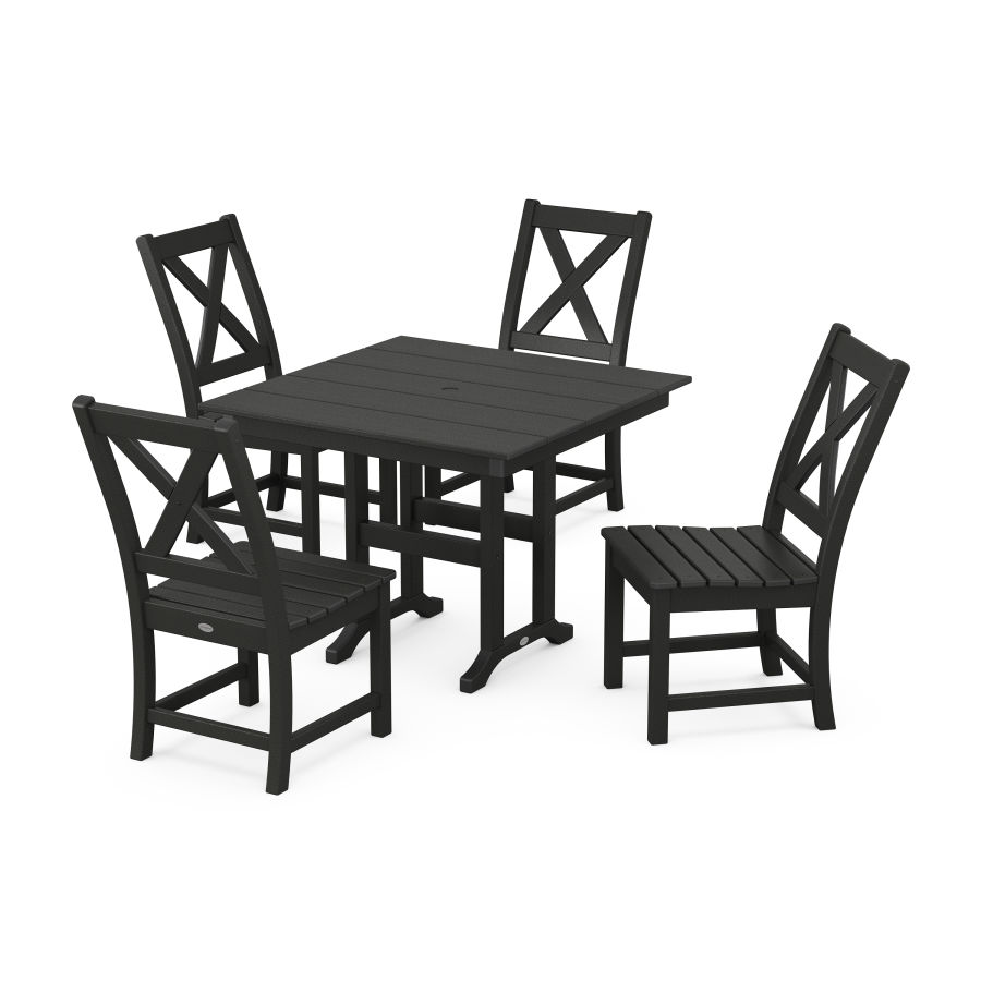 POLYWOOD Braxton Side Chair 5-Piece Farmhouse Dining Set in Black