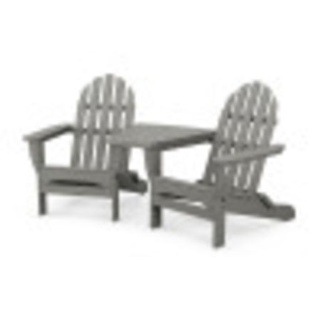 Classic Folding Adirondacks with Connecting Table in Slate Grey