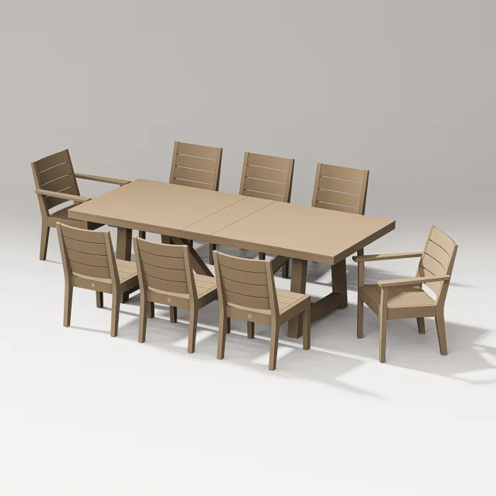 POLYWOOD Latitude 9-Piece A-Frame Table Dining Set