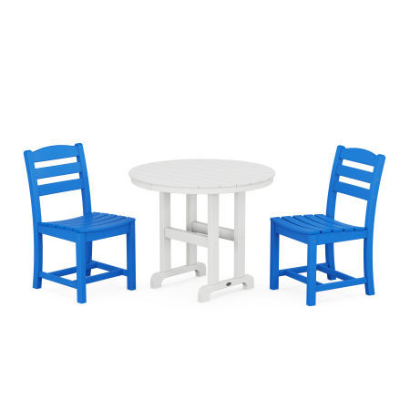 La Casa Café Side Chair 3-Piece Round Dining Set in Pacific Blue