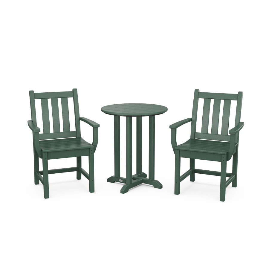 POLYWOOD Traditional Garden 3-Piece Round Dining Set in Green