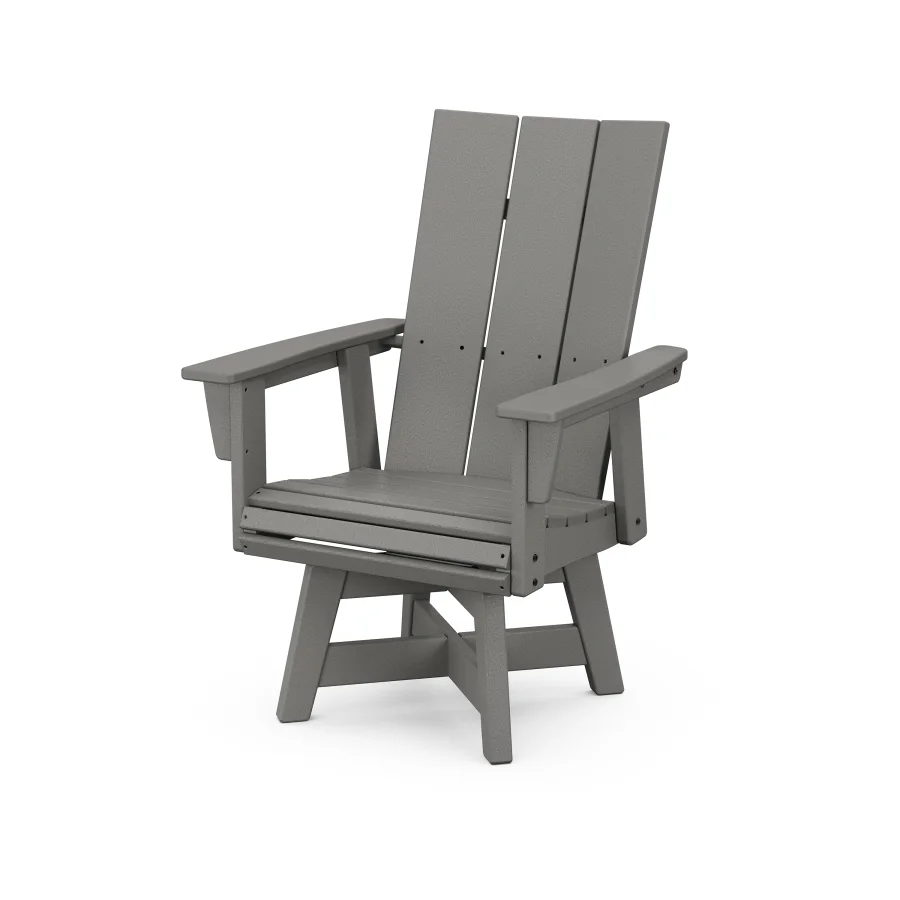 POLYWOOD Modern Adirondack Swivel Dining Chair in Slate Grey