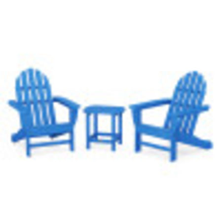Classic Adirondack 3-Piece Set with South Beach 18" Side Table in Pacific Blue