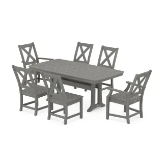 POLYWOOD Braxton 7-Piece Dining Set with Trestle Legs