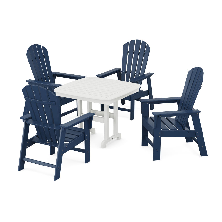 POLYWOOD South Beach 5-Piece Dining Set in Navy / White