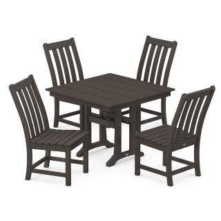 Vineyard 5-Piece Farmhouse Trestle Side Chair Dining Set in Vintage Finish