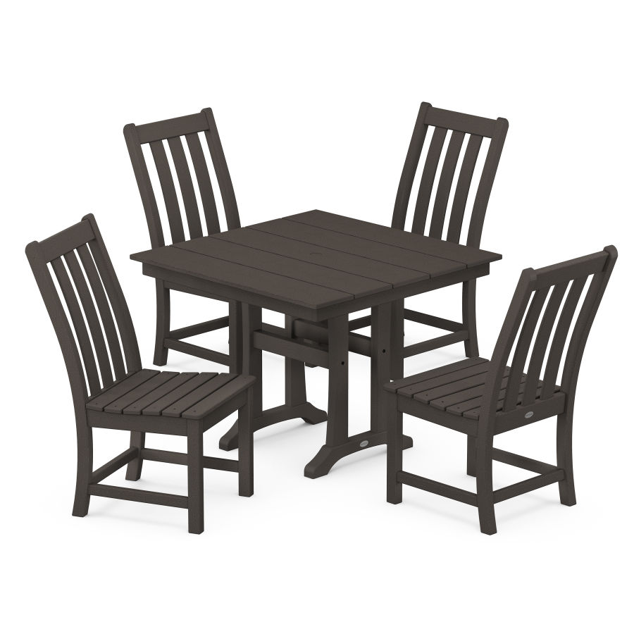 POLYWOOD Vineyard 5-Piece Farmhouse Trestle Side Chair Dining Set in Vintage Finish