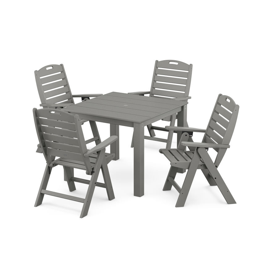 POLYWOOD Nautical Folding Highback Chair 5-Piece Parsons Dining Set in Slate Grey