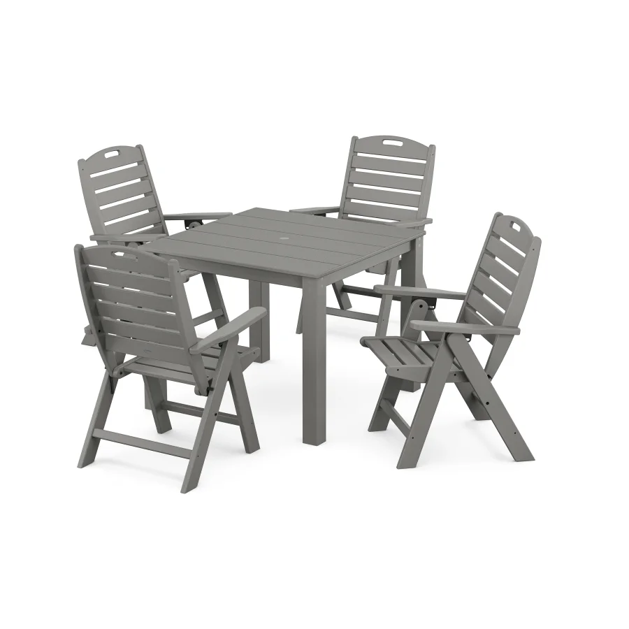 POLYWOOD Nautical Folding Highback Chair 5-Piece Parsons Dining Set