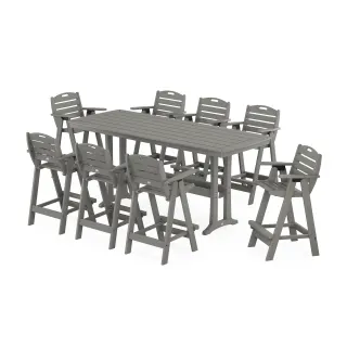 POLYWOOD Nautical 9-Piece Bar Set with Trestle Legs