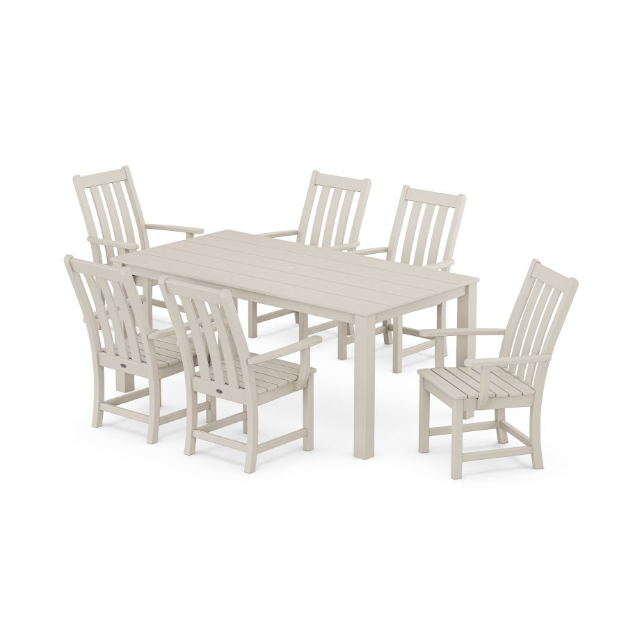 POLYWOOD Vineyard 7-Piece Parsons Arm Chair Dining Set in Sand