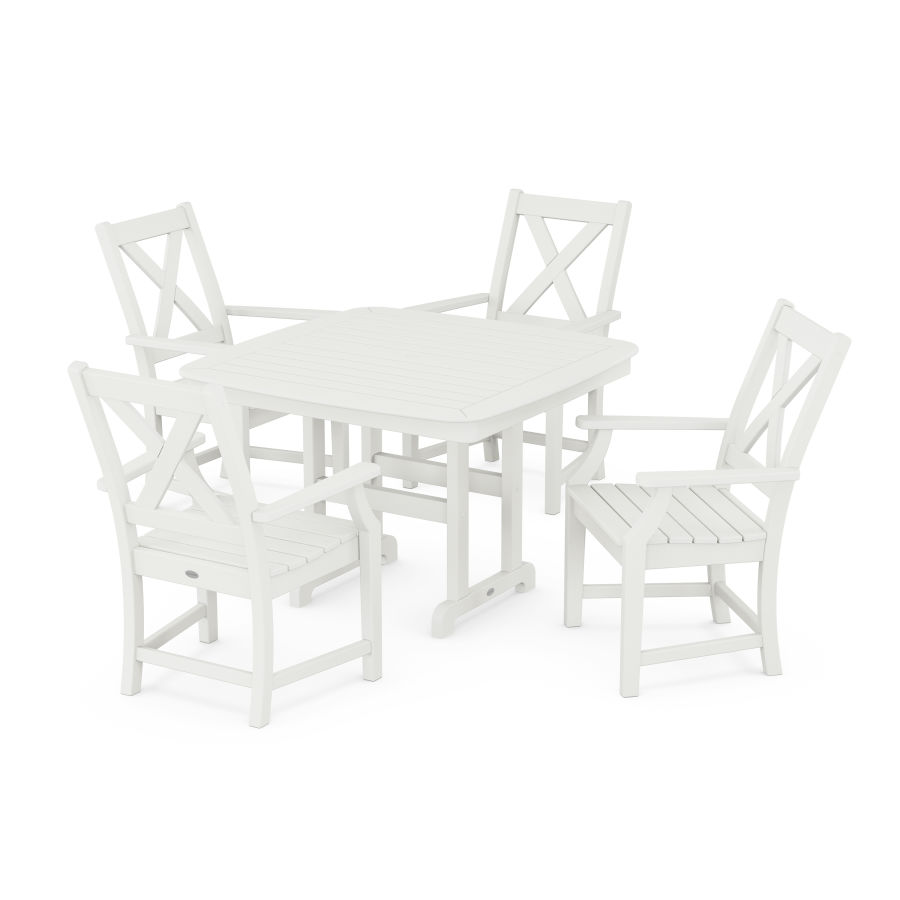 POLYWOOD Braxton 5-Piece Dining Set with Trestle Legs in Vintage White