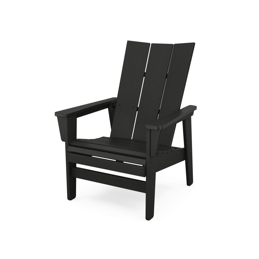 POLYWOOD Modern Grand Upright Adirondack Chair in Black