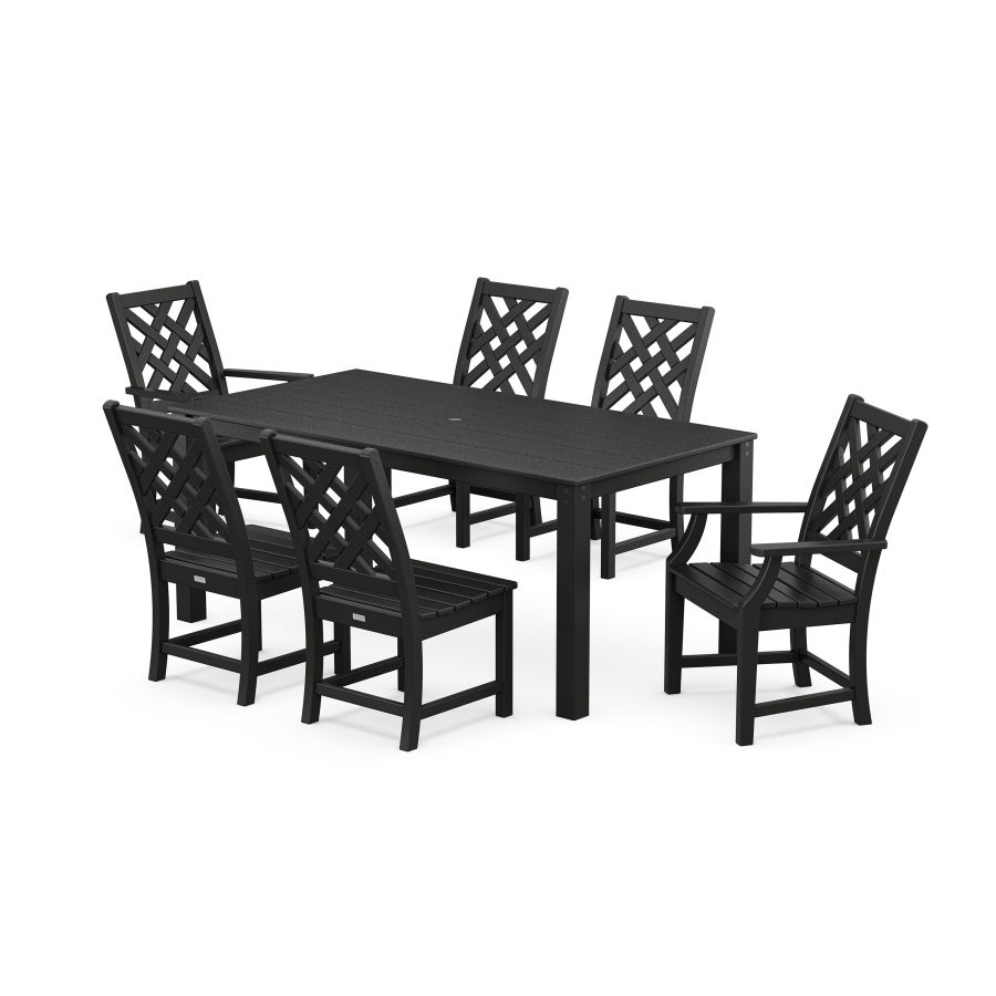 POLYWOOD Wovendale 7-Piece Parsons Dining Set in Black