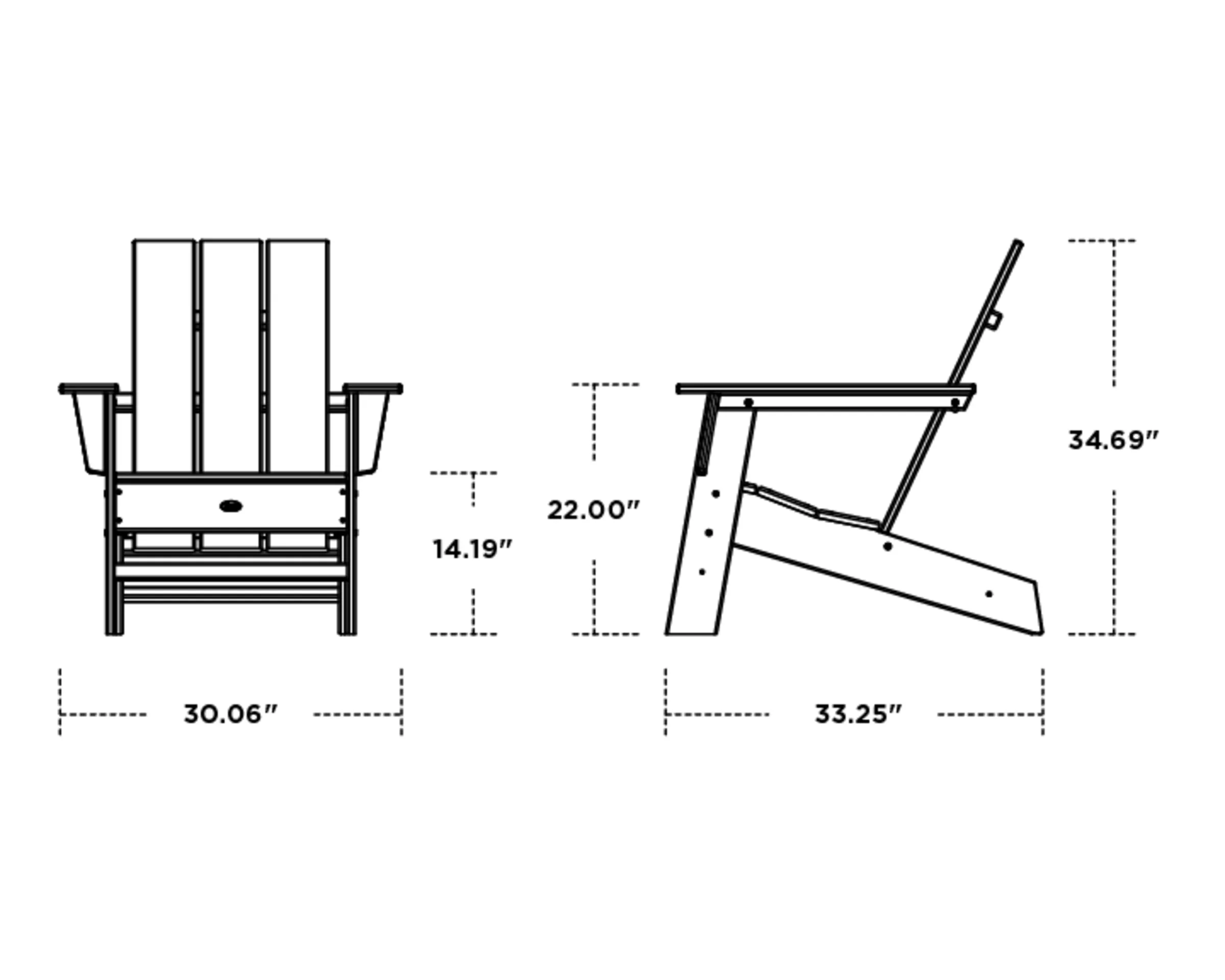 Dimensions for Eastport Modern Adirondack Chair