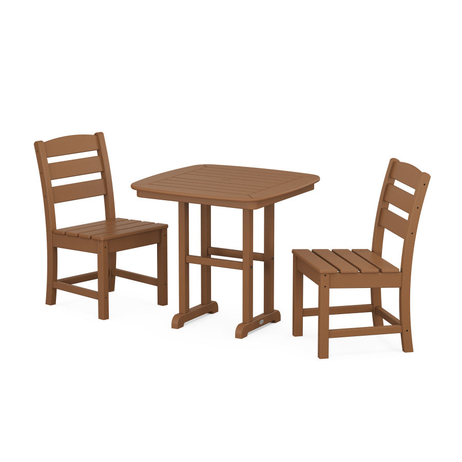 POLYWOOD Lakeside Side Chair 3-Piece Dining Set in Teak