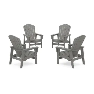 POLYWOOD 4-Piece Nautical Grand Upright Adirondack Chair Conversation Set