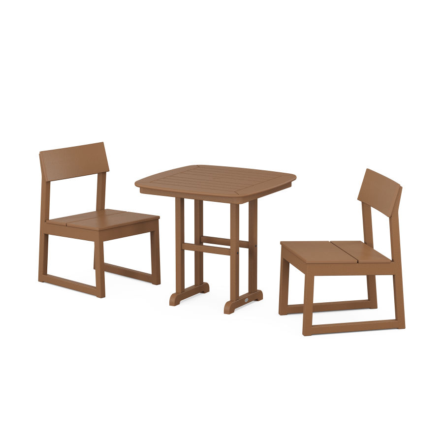 POLYWOOD EDGE Side Chair 3-Piece Dining Set in Teak