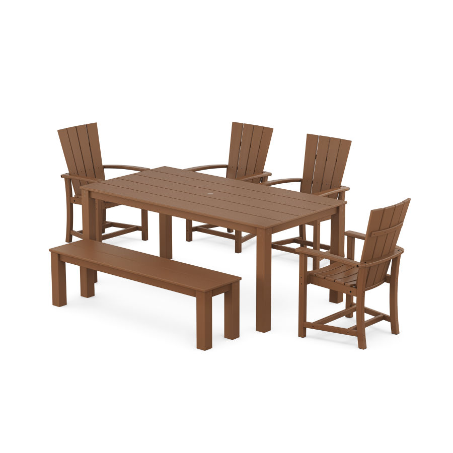POLYWOOD Quattro 6-Piece Parsons Dining Set with Bench in Teak