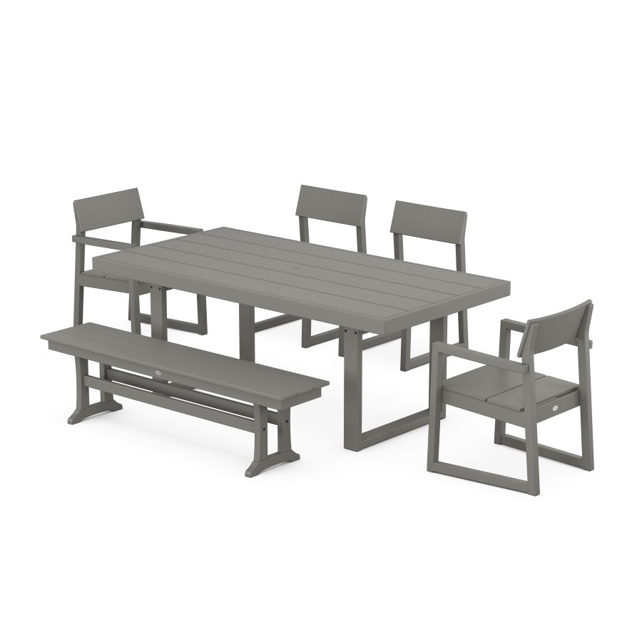 POLYWOOD EDGE 6-Piece Dining Set with Trestle Legs in Slate Grey