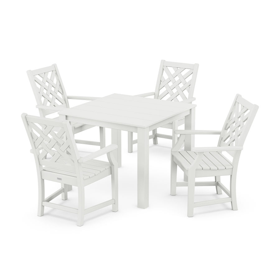 POLYWOOD Wovendale 5-Piece Parsons Dining Set in White